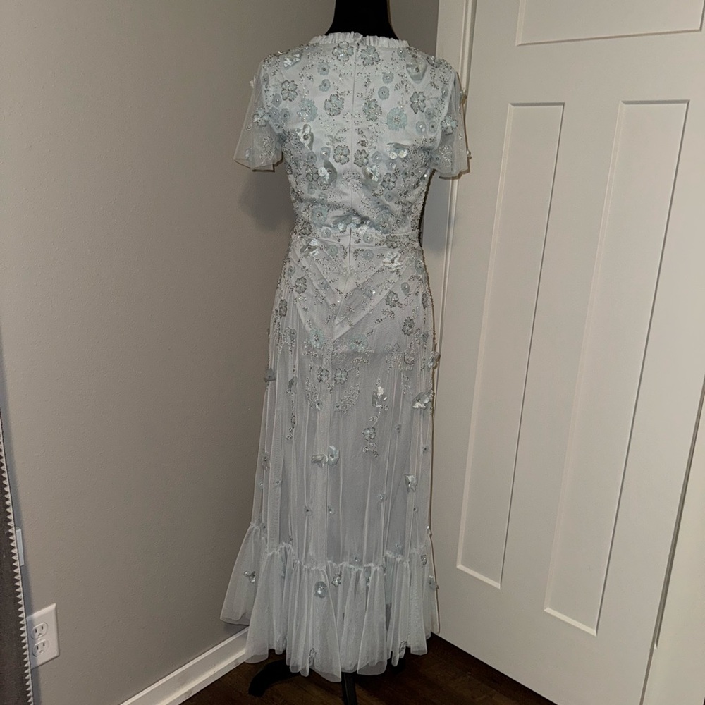 New | MAC DUGGAL
Blue Embellished High Neck Cap Sleeve A Line Dress | 9212 | 2 - Picture 5 of 10